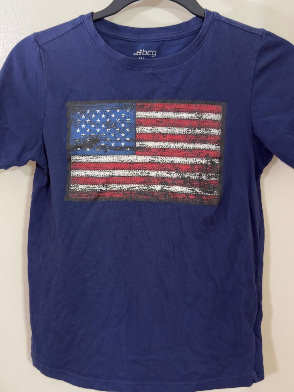 BCG Boys Size Medium (10-12) Navy Blue American Shirt